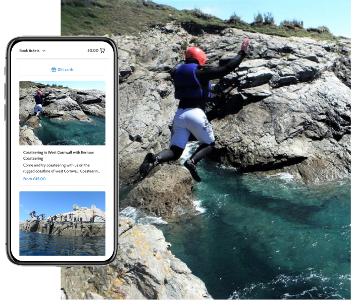 Kernow Coasteering's activity booking system mobile integration