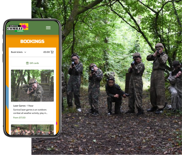 Mobile activity booking system used by Survival Combat Games